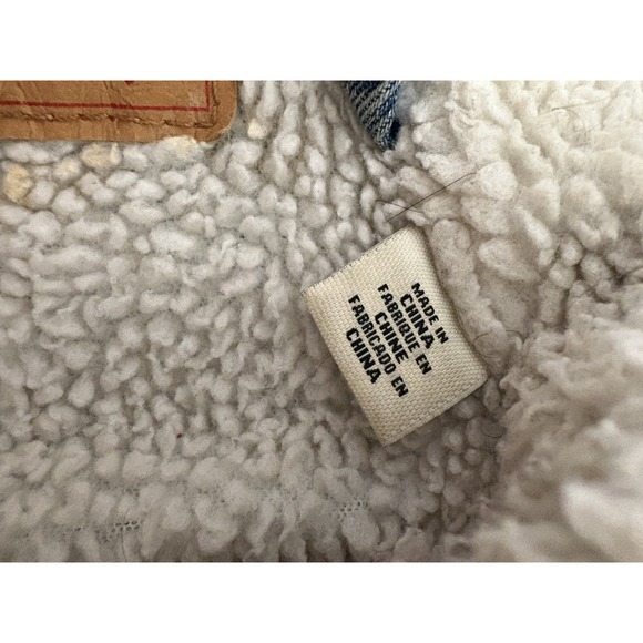 Levi's Men's Denim Jacket L Sherpa Lined Snap Front Collared Blue‎ Trucker EUC - Picture 7 of 8